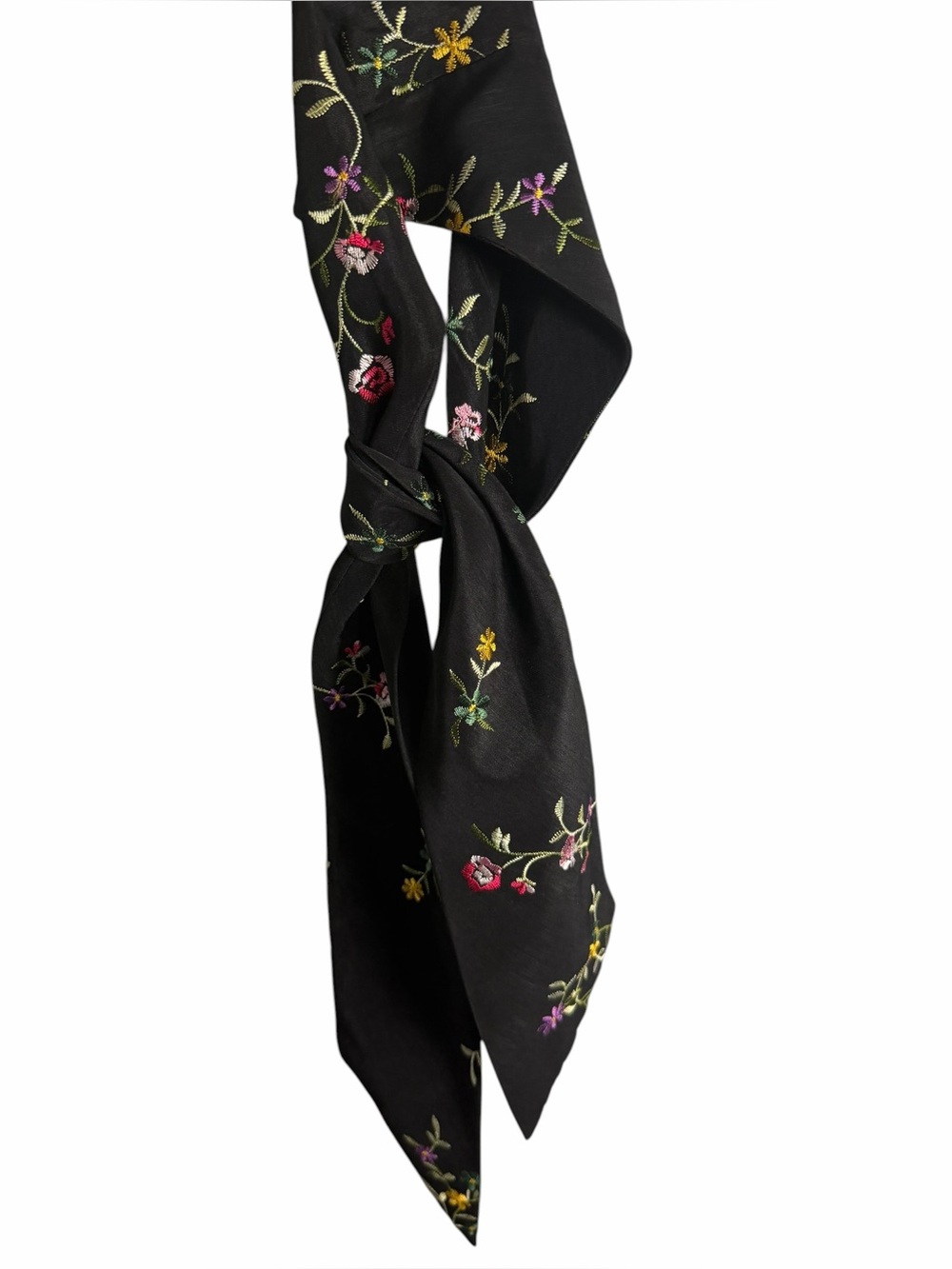 Women’s Embroidered Black Floral Neck $ Head Scarf